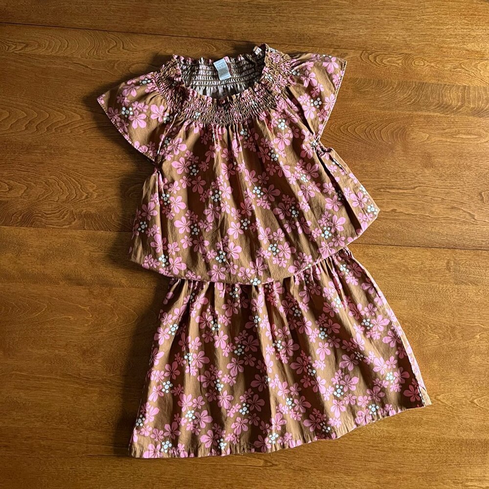 Tea Collection brown and pink floral dress 8
